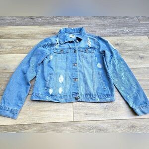 Ci Sono Denim Jean Jacket coat distressed ripped women's medium